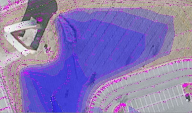 Mapped ponding extent near the site