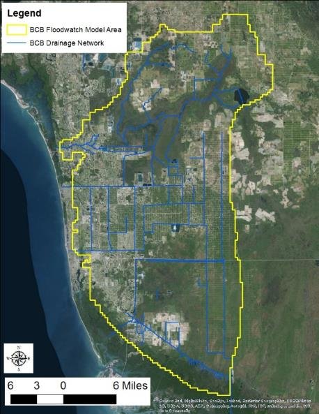 BCB Floodwatch model area and drainage network