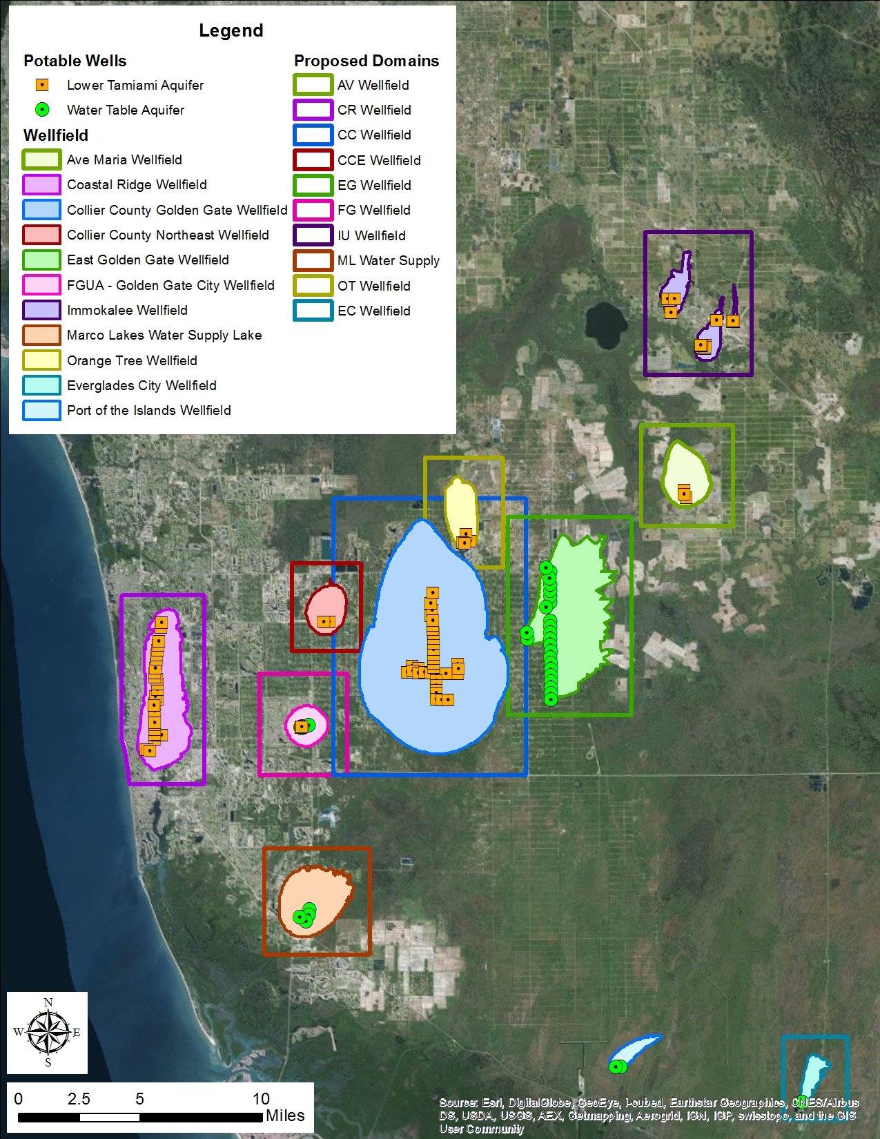Collier County potable wellfields and proposed telescoped model domains