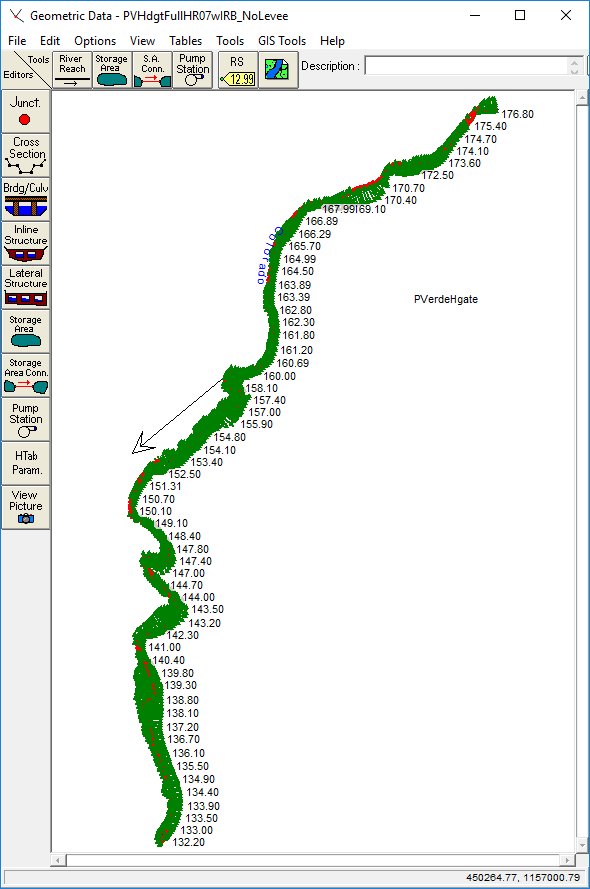 HEC-RAS geometry of the Colorado River model