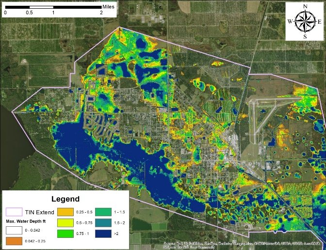 Maximum water depth map for Immokalee