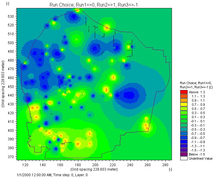 Hydraulic conductivity adjustment map from the Adjust dfs2 file tool