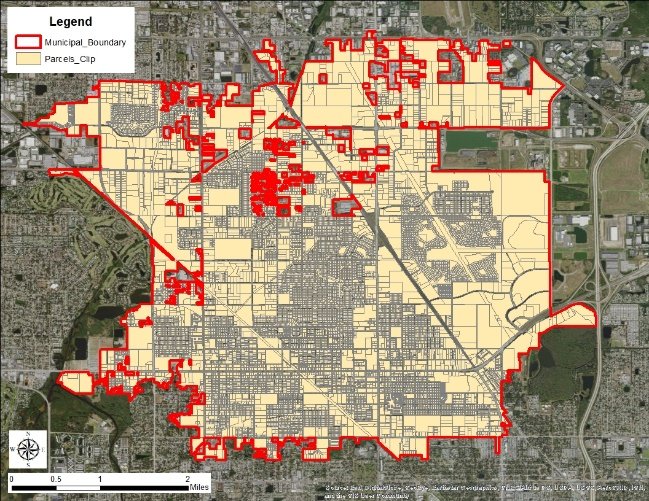 Pinellas Park municipal boundary and parcels