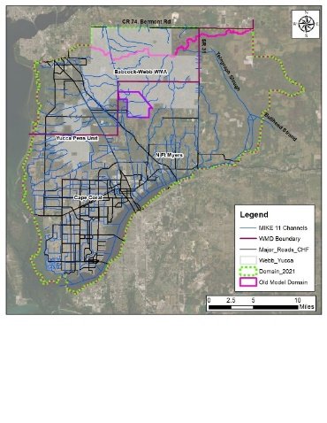 Extended MIKE SHE model domain and water management areas
