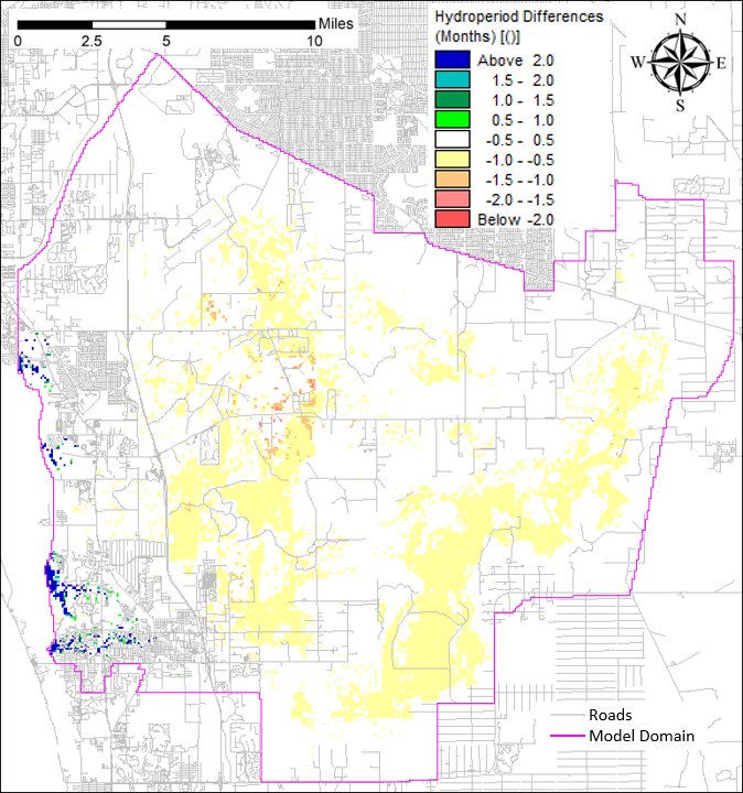 Hydroperiod difference map in months