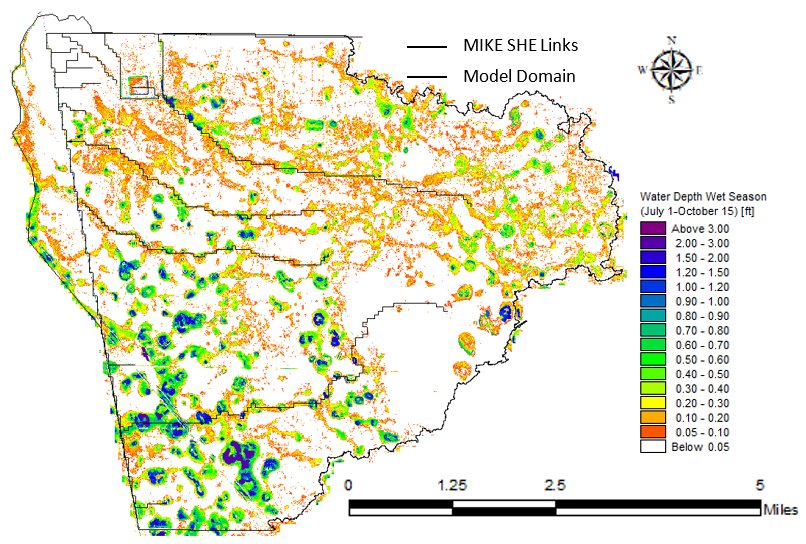 Wet season water depth from the telescoped model