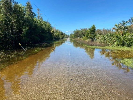 Flooded road in the project area