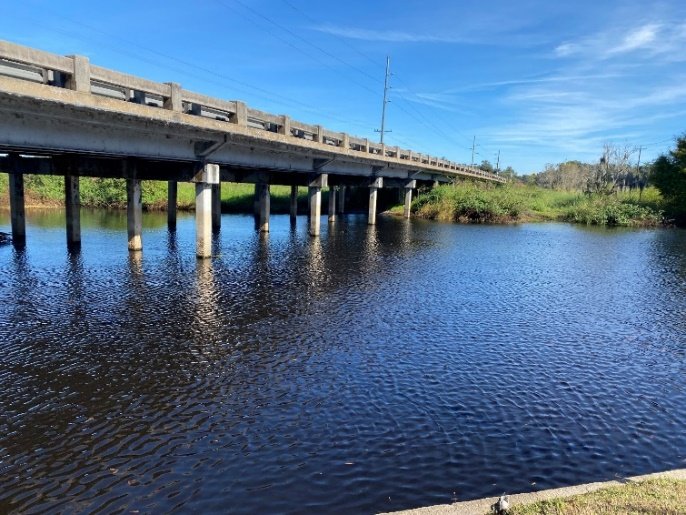 Arbuckle Creek at a bridge crossing
