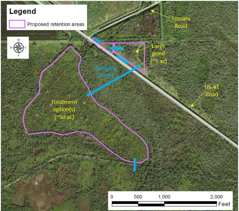 Proposed retention areas along US-41