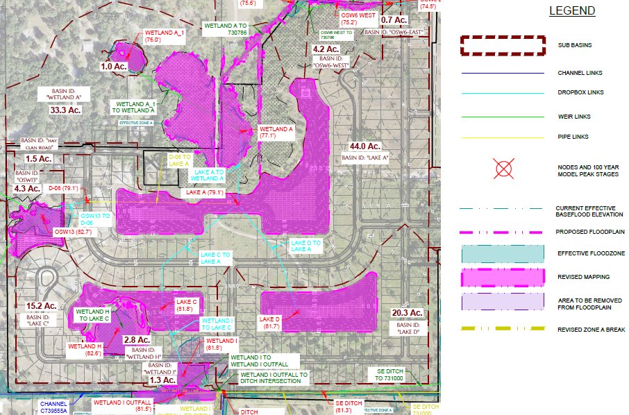 Revised floodplain mapping with legend