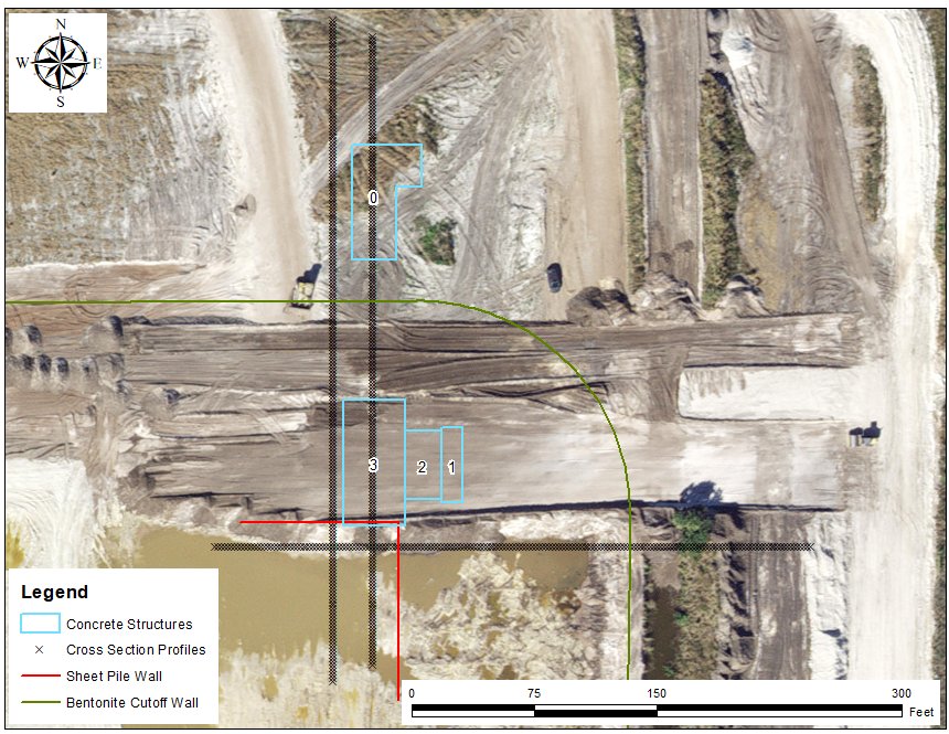 Concrete structures, sheet pile and cutoff wall