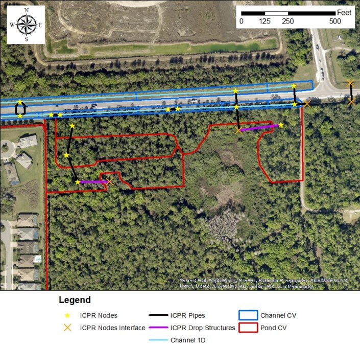 ICPR nodes, pipes and channels at the site
