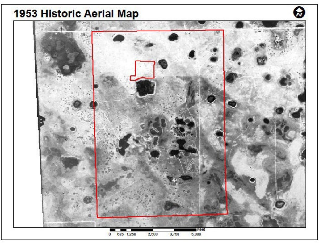 1953 historic aerial map of the property