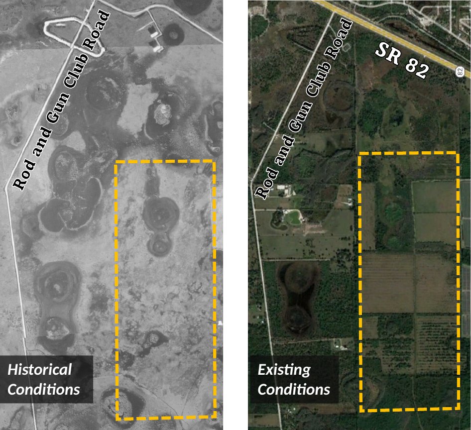 Historical and existing conditions near Rod and Gun Club Road
